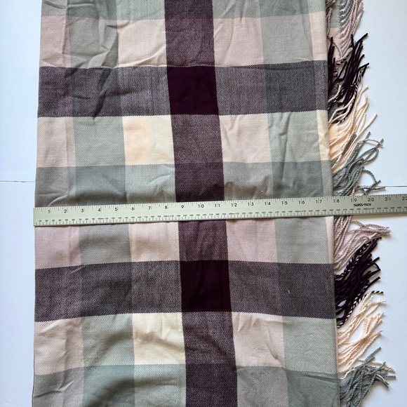NWT Love and Lore Scarf Plaid Check Fringe Trim Purple Pink Super Soft OS - Picture 9 of 9